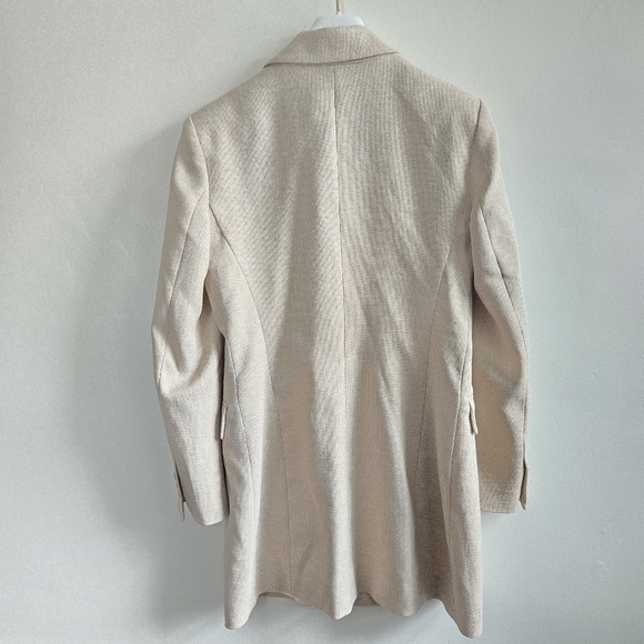 New Zara Double Breasted Lapel Collar Long Taupe Brown Blazer 8370/728/704 Large - Picture 9 of 10